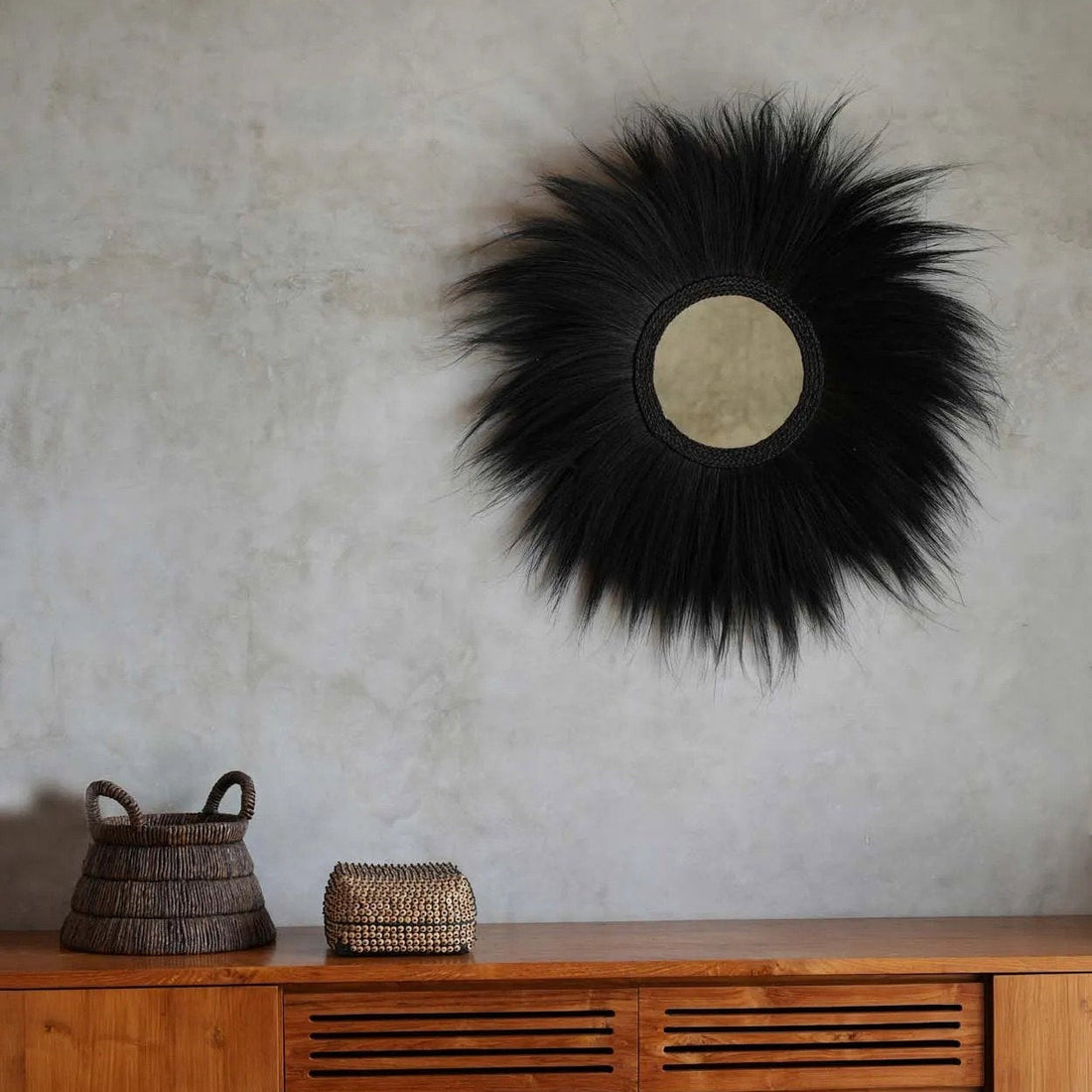 De Simba Spiegel - Zwart - L 100x100cm Bazar Bizar