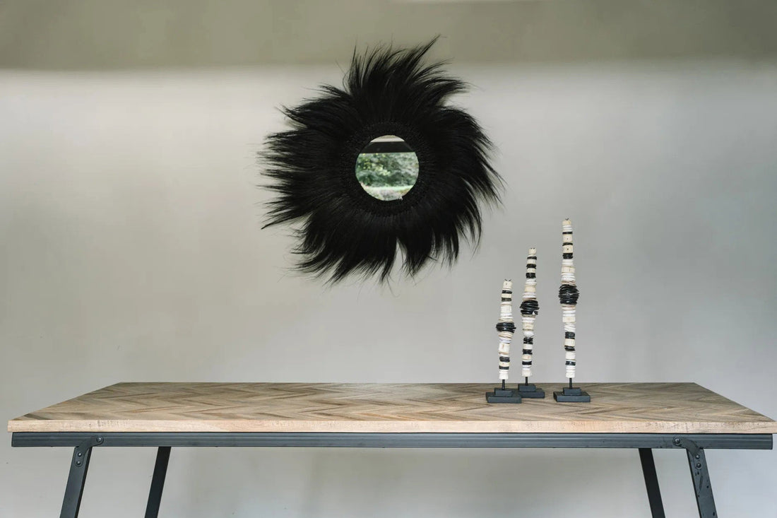 De Simba Spiegel - Zwart - M 70x70cm Bazar Bizar