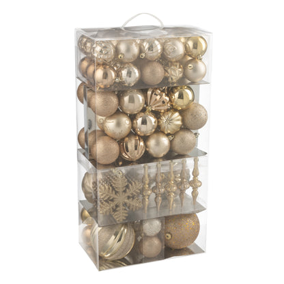 Doos Van 80 Kerstbal Plastiek Beige/Ecru J-Line