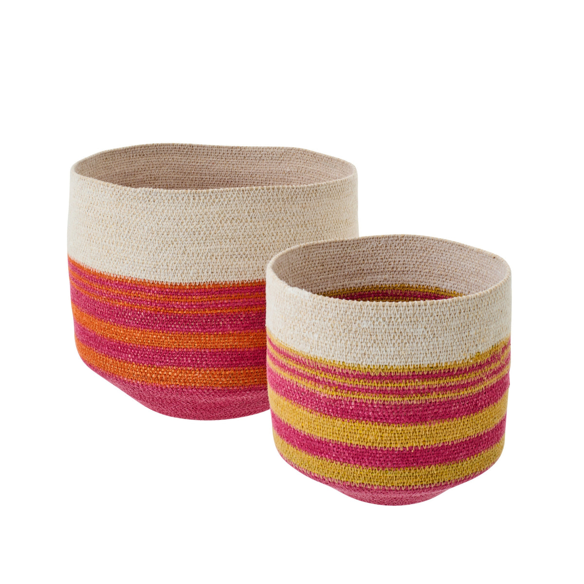 Set Van 2 Mand Gestreept Zeegras Multi J-Line