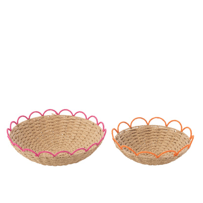 Set Van 2 Decoratief Plateau Papier Roze/Oranje J-Line
