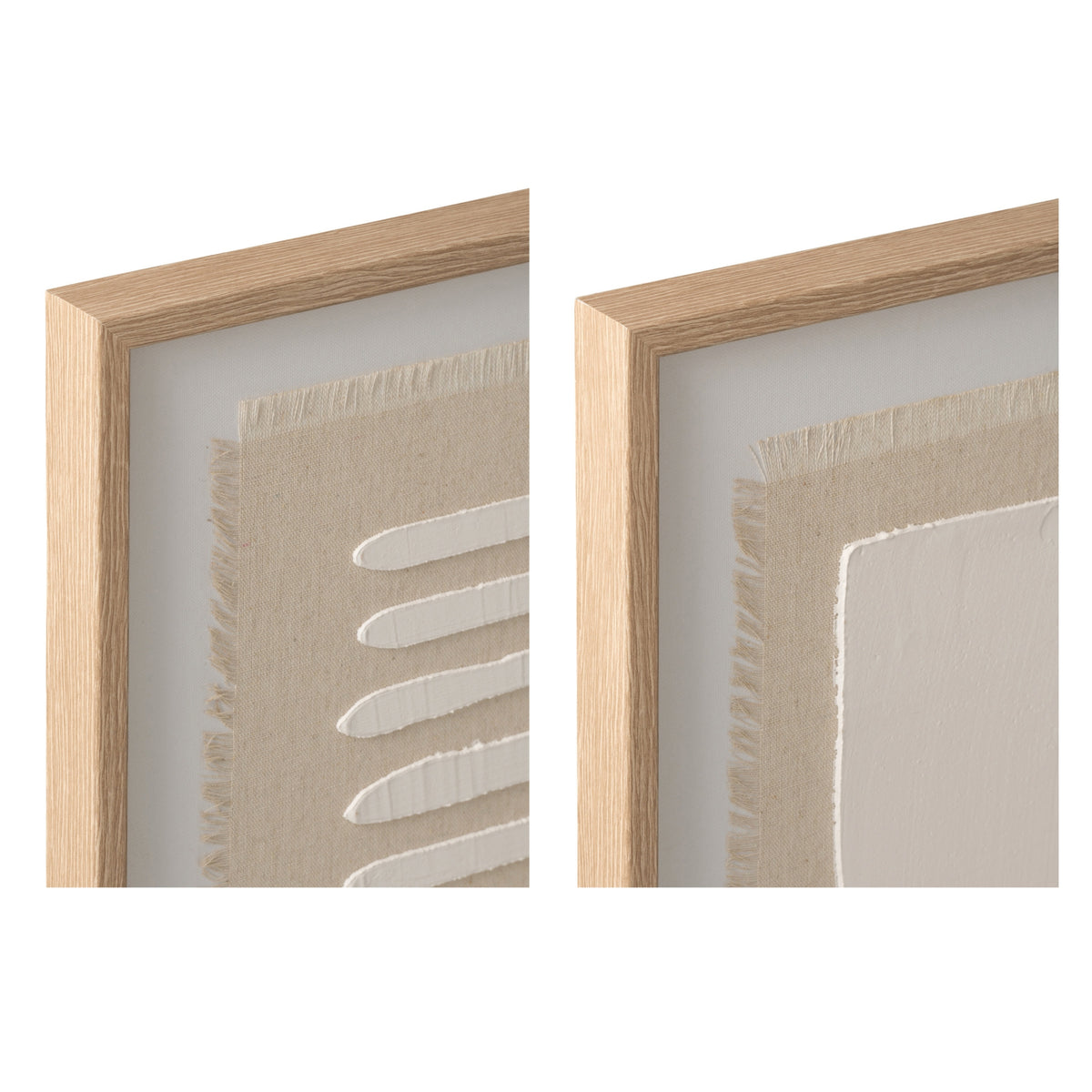 Wanddecoratie Abstract Canvas Naturel/Wit Assortiment Van 2 J-Line
