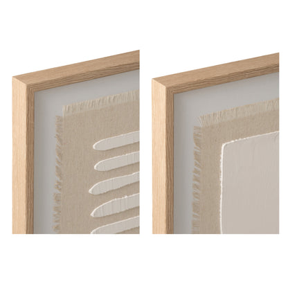 Wanddecoratie Abstract Canvas Naturel/Wit Assortiment Van 2 J-Line