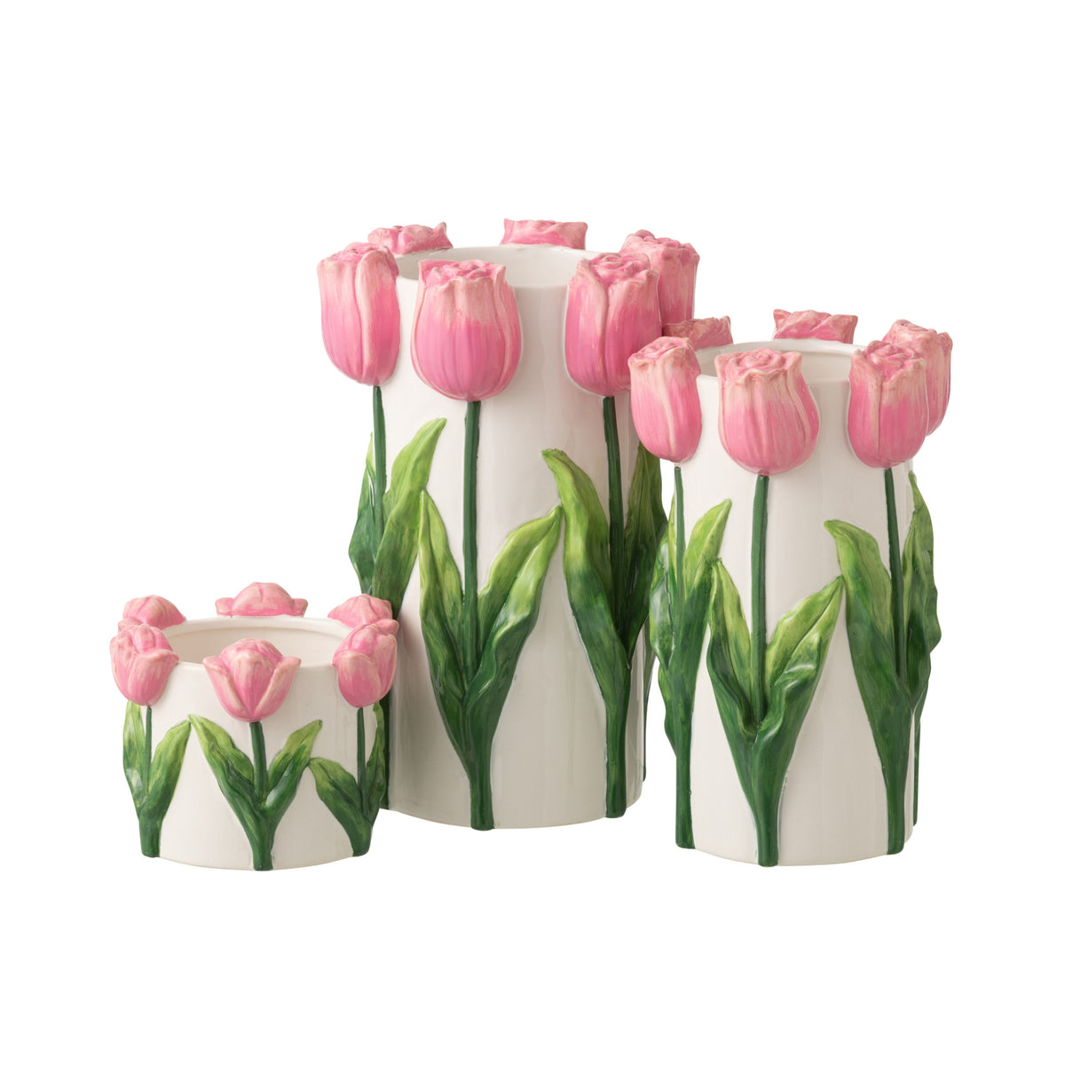 Vaas Tulp Keramiek Wit/Lichtroze Medium J-Line