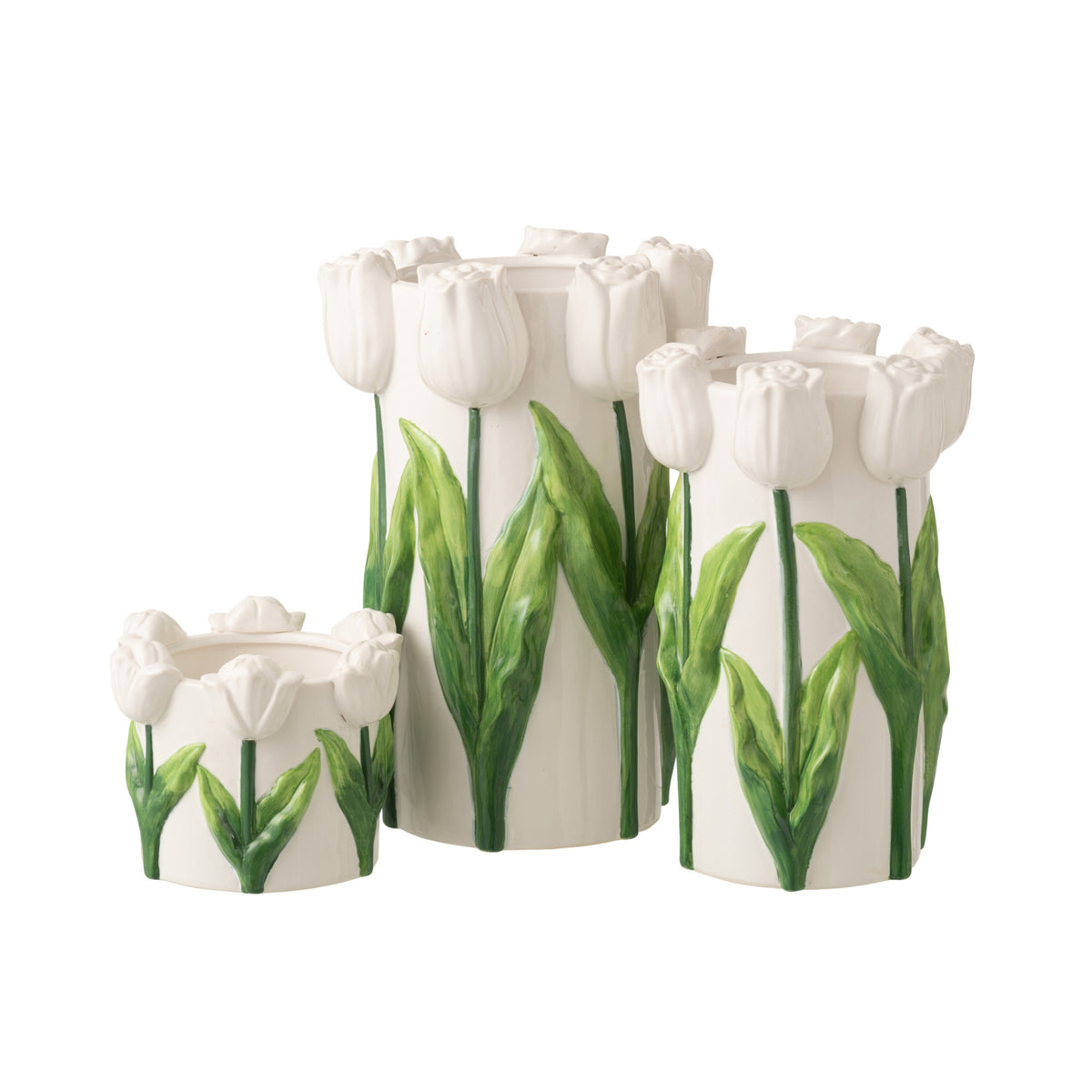 Vaas Tulp Keramiek Wit/Groen Large J-Line