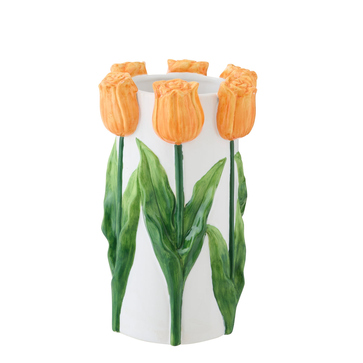 Vaas Tulp Keramiek Wit/Oranje Medium J-Line