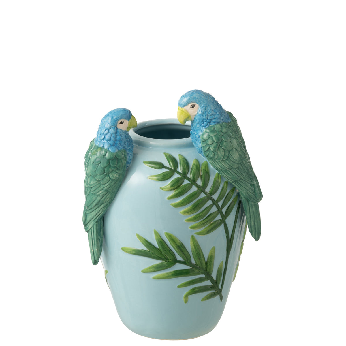 Vaas Papegaaien Keramiek Groen/Blauw Medium J-Line