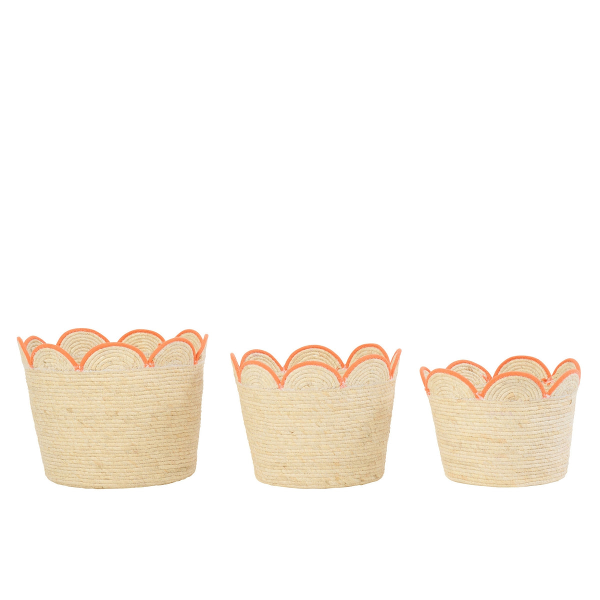 Set Van 3 Mand Bloem Maïskaf Naturel/Oranje J-Line