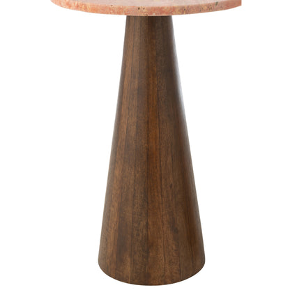 Set Van 2 Bijzettafel Rond Marmer Terracotta/Donkerbruin J-Line
