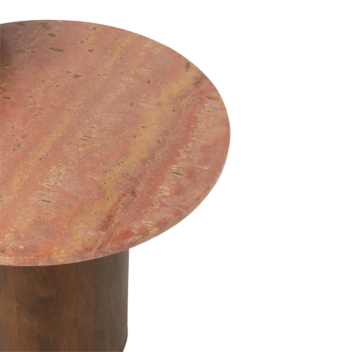 Bijzettafel Rond Marmer Terracotta/Donkerbruin set van 2 J-Line