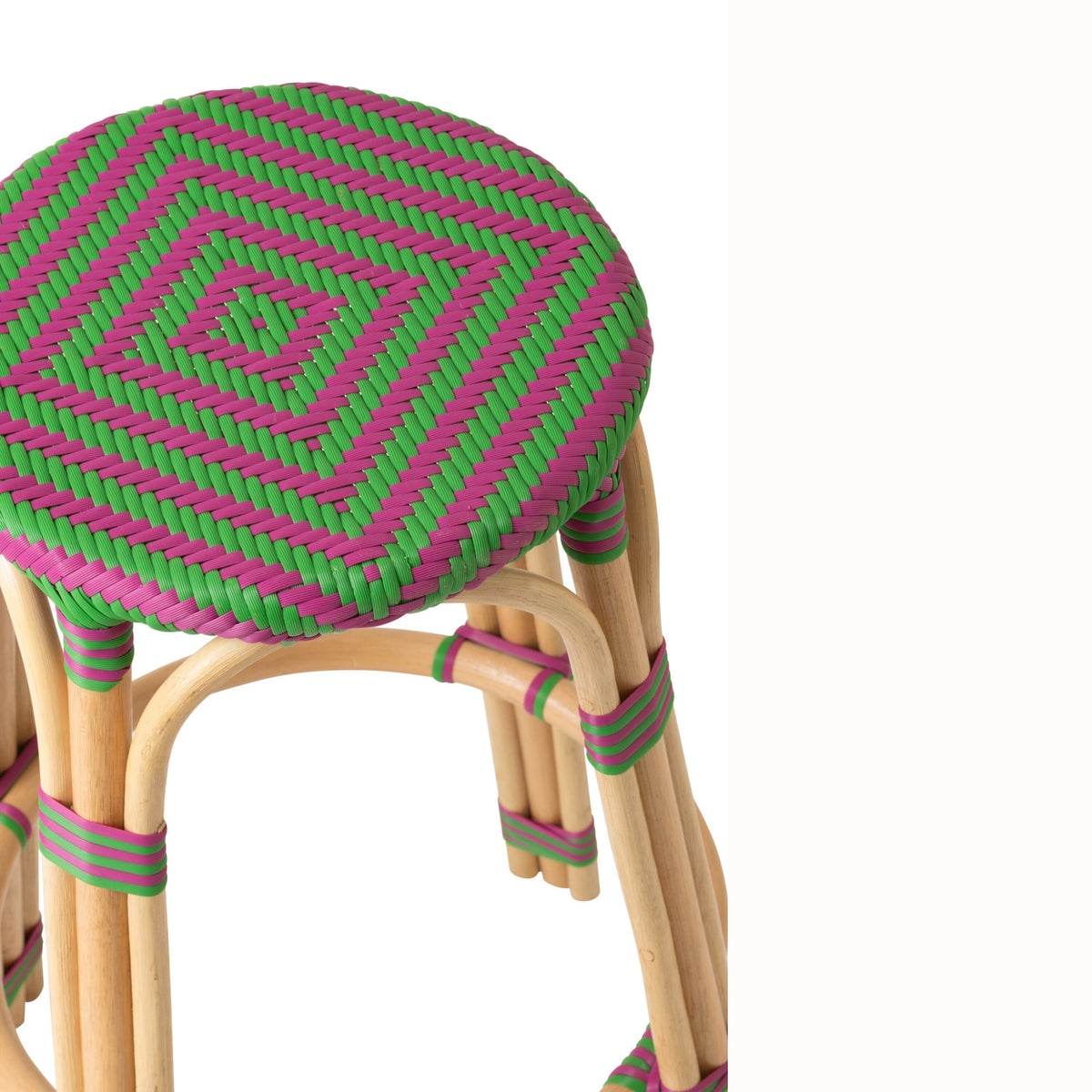 Outdoor Barkruk Geo Rond Rotan Roze/Groen J-Line