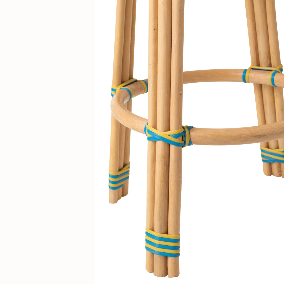 Outdoor Barkruk Geo Rond Rotan Geel/Azuurblauw J-Line