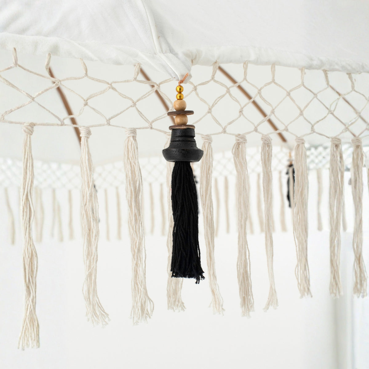 Parasol Flavie Hout/Katoen Ecru/Zwart J-Line