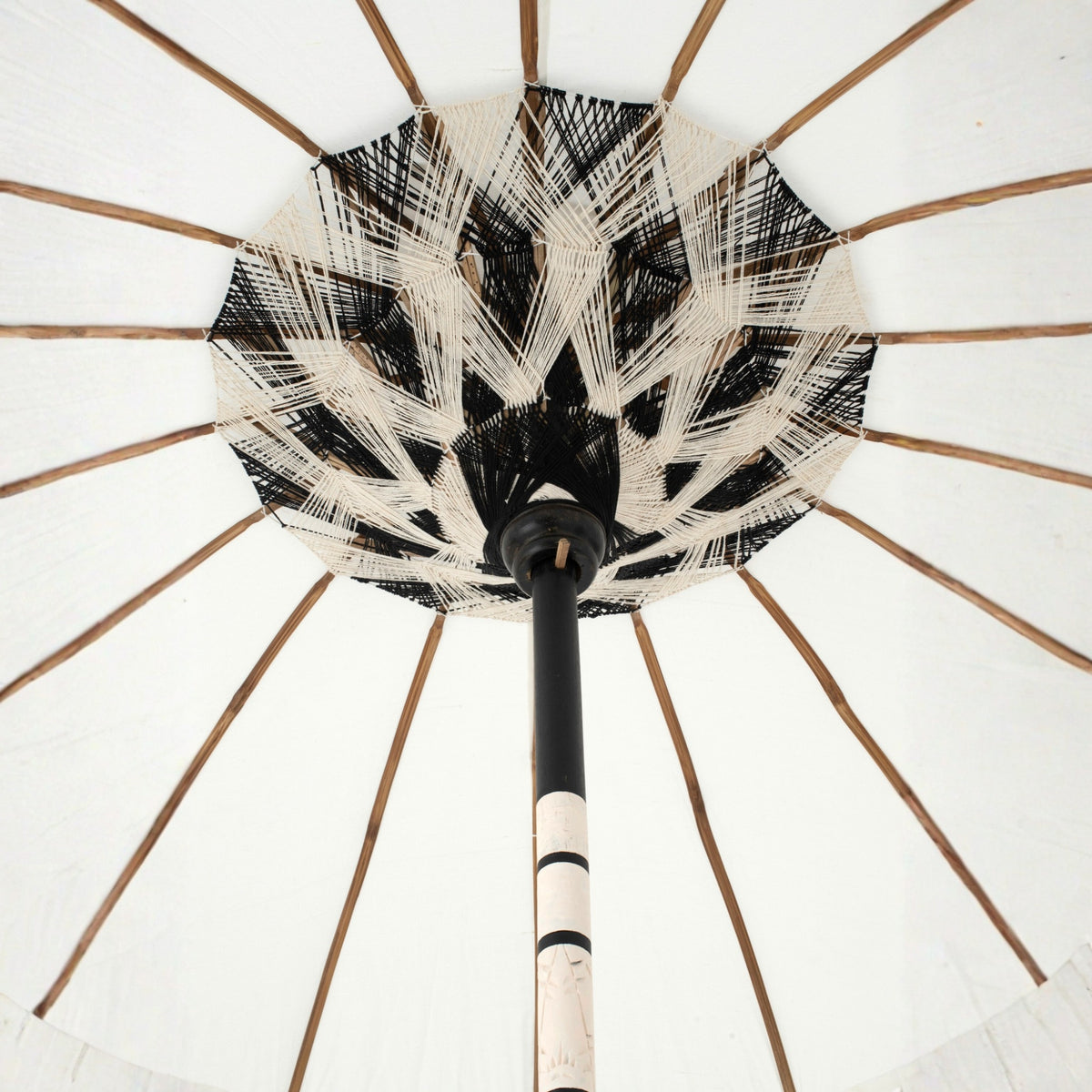 Parasol Flavie Hout/Katoen Ecru/Zwart J-Line
