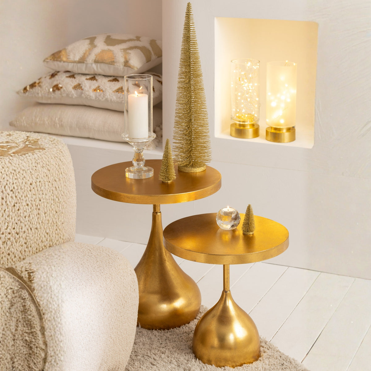 Kandelaar Pia Half Goud Medium Set van 2 J-Line