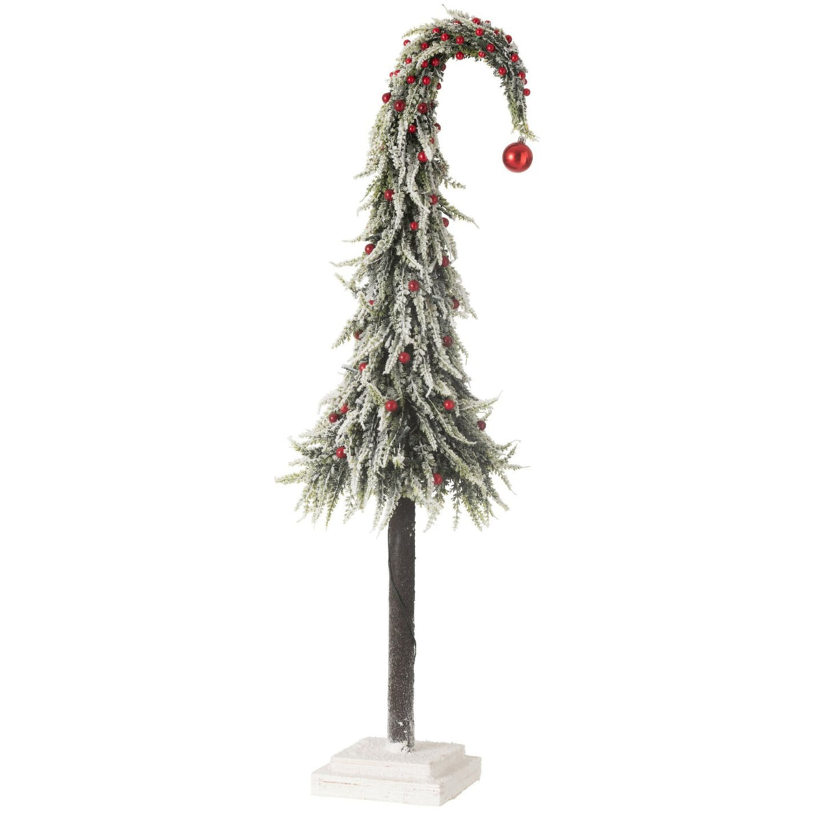 Kerstboom Muts+Led Kunststof Sneeuw Groen/Rood Large H100cm J-Line