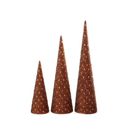 Kegel Ijzer/Kralen Donkerbruin/Roestbruin Set van 3 J-Line