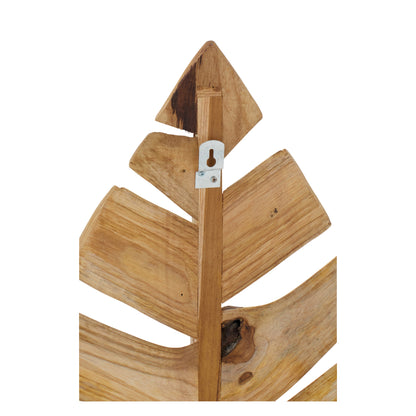 Set Van 2 Wandobject Bladeren Teak Hout Naturel J-Line