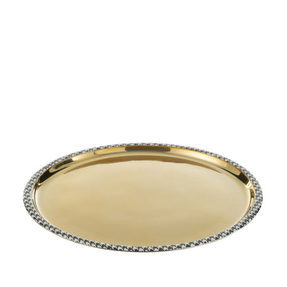 Dienblad Rond Pied-De-Poule Roestvrij Staal Goudkleurig J-Line