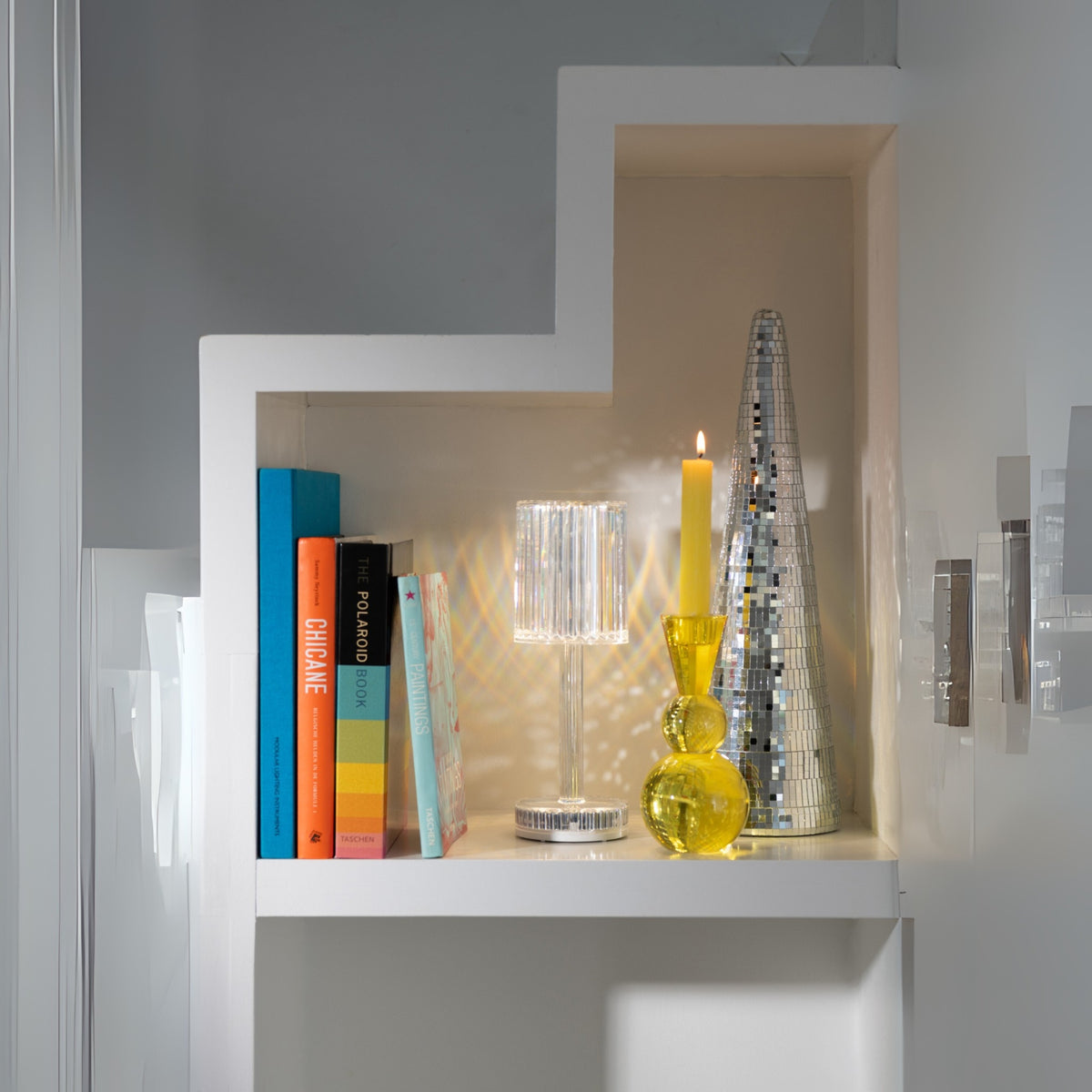 Kaarshouder Bal Glas Geel/Oranje Set van 3 J-Line