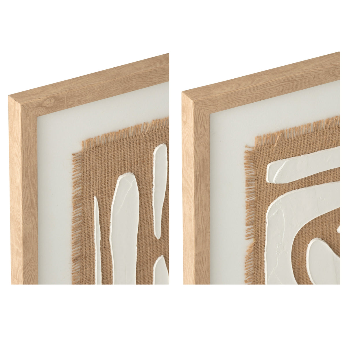 Schilderij Gestreept Mdf Wit/Naturel Set van 2 J-Line