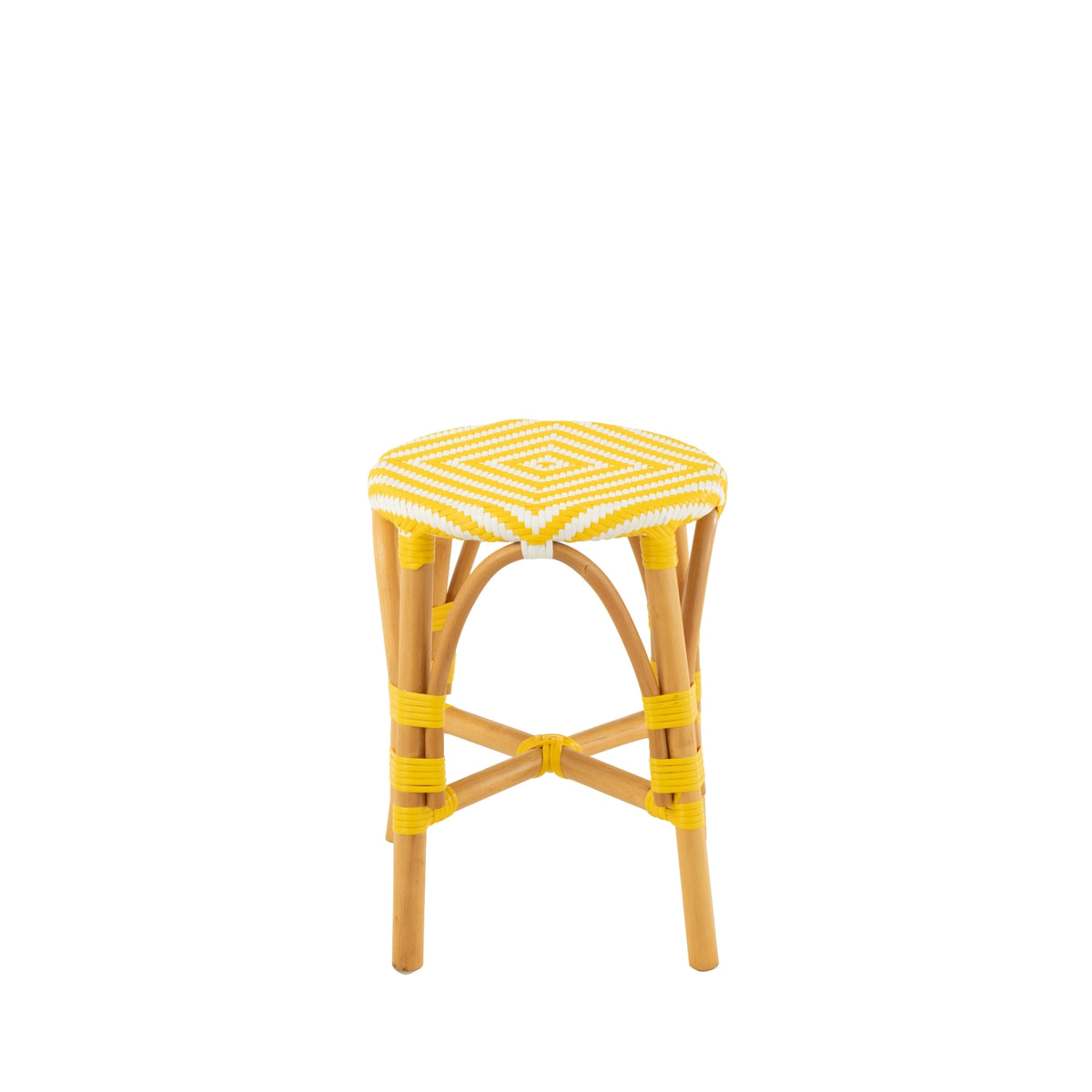 Outdoor Kruk Geo Rond Rotan Geel/Wit J-Line