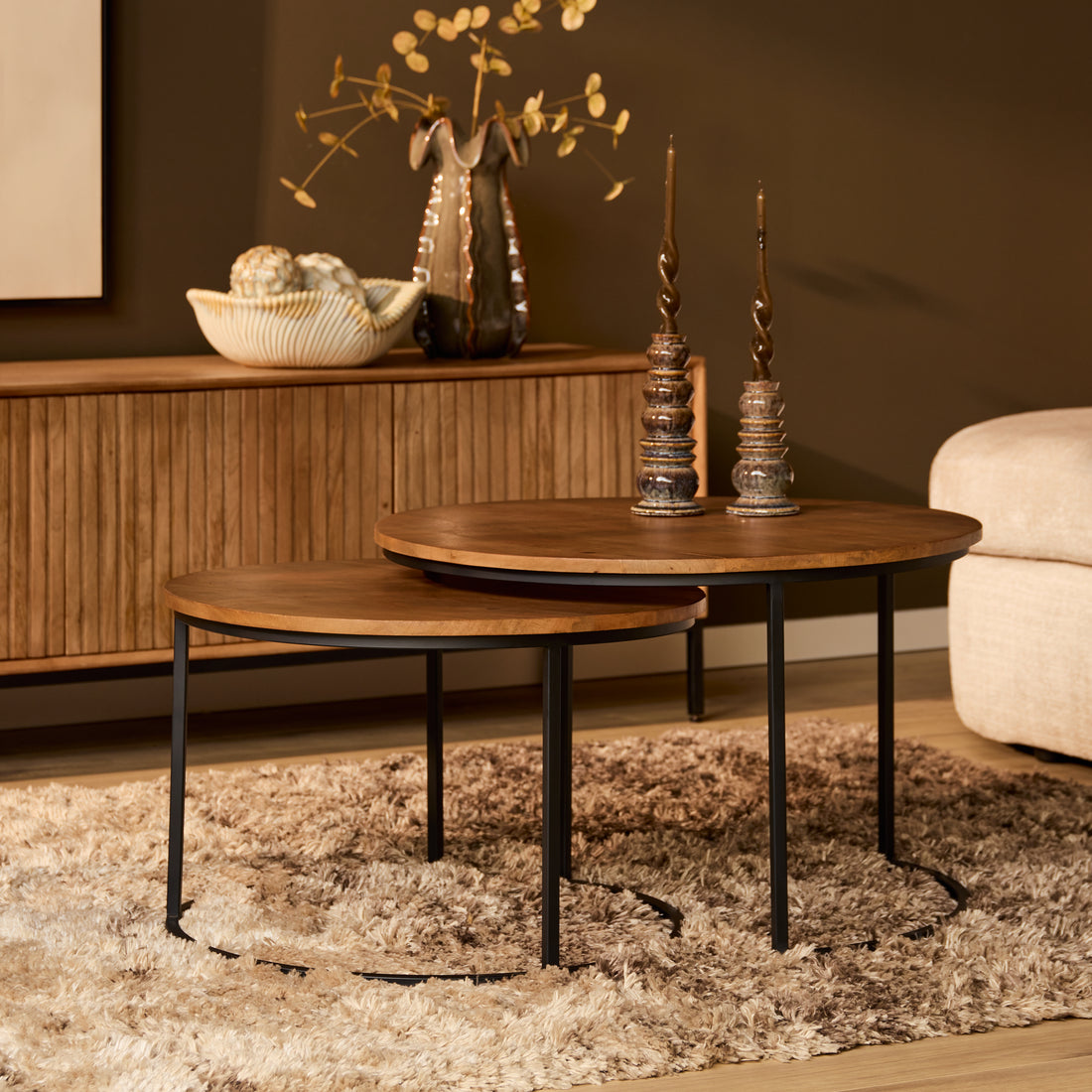 Salontafels Madison Mangohout Naturel Set van 2 Starfurn