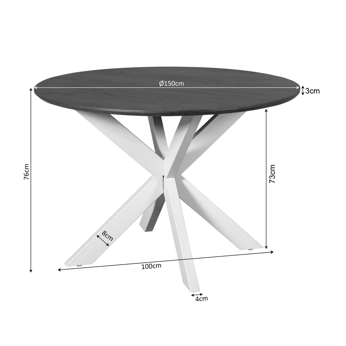 Eettafel Madison Mangohout Naturel Rond 150cm Starfurn