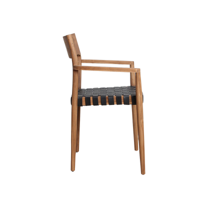 Freya Eetkamerstoel met Armleuning Leer Zwart Set van 2 Raw Materials