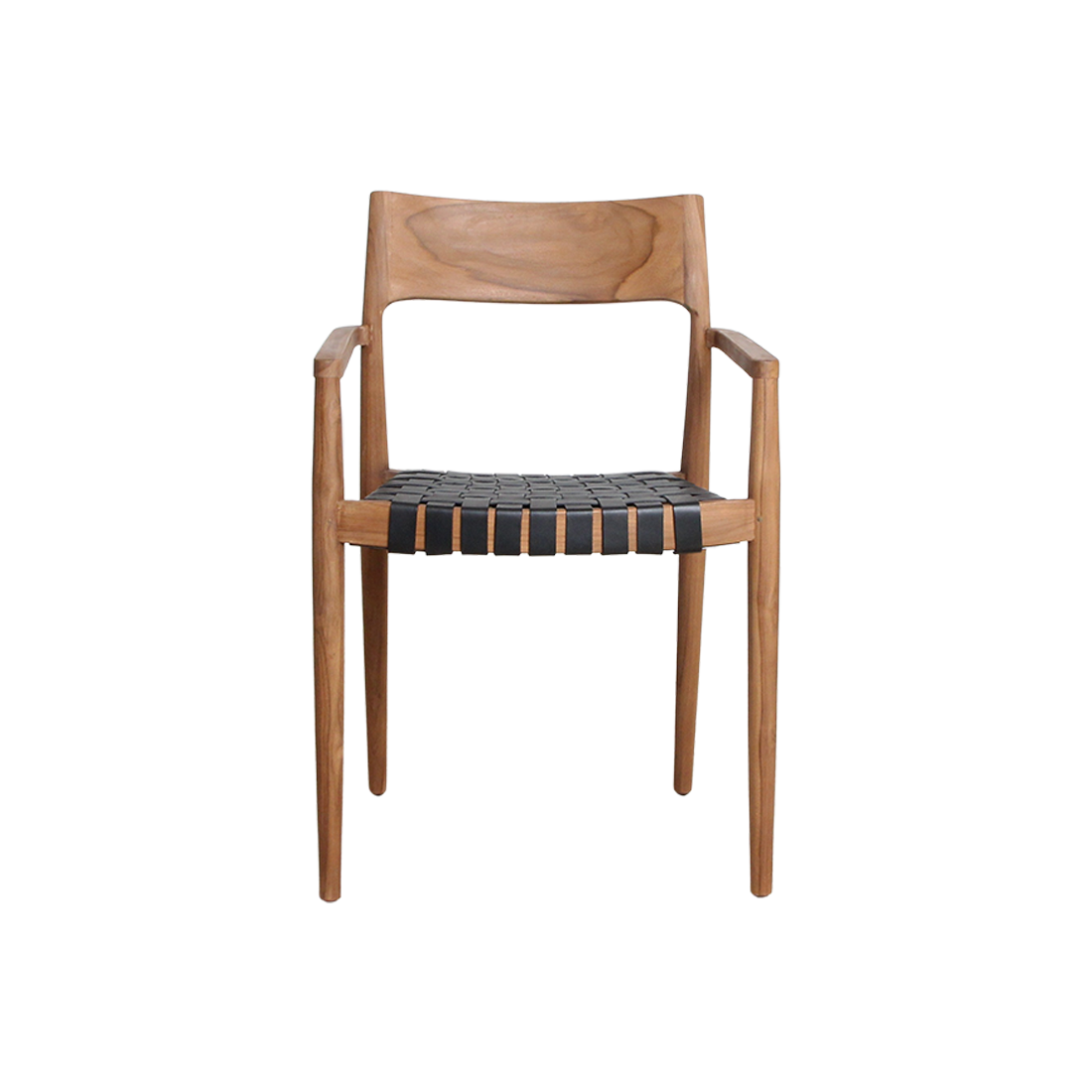 Freya Eetkamerstoel met Armleuning Leer Zwart Set van 2 Raw Materials