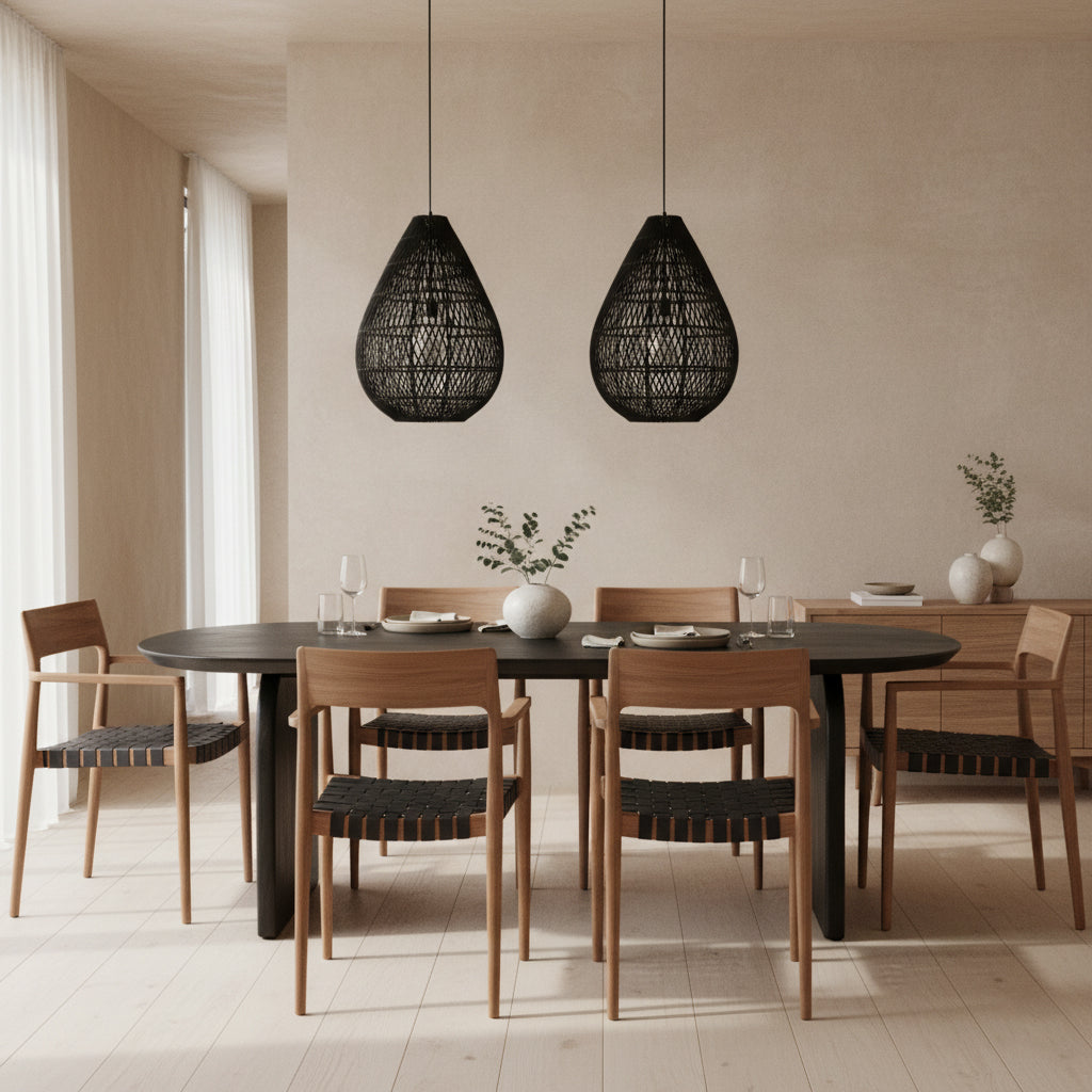 Freya Eetkamerstoel met Armleuning Leer Zwart Set van 2 Raw Materials