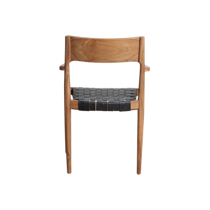 Freya Eetkamerstoel met Armleuning Leer Zwart Set van 2 Raw Materials