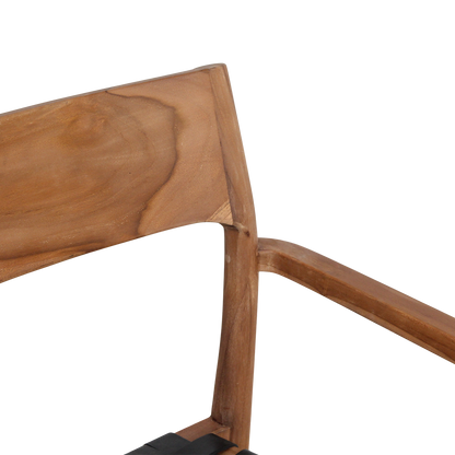 Freya Eetkamerstoel met Armleuning Leer Zwart Set van 2 Raw Materials