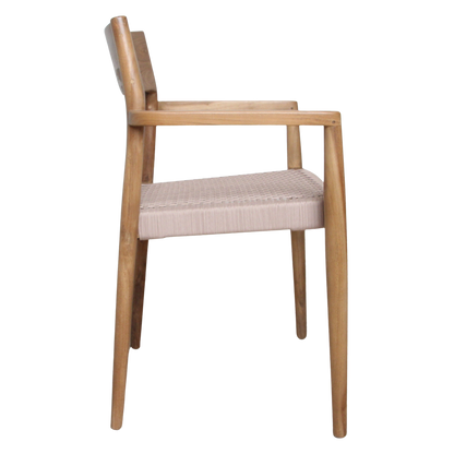 Freya Teakhouten Eetkamerstoel met Armleuning Naturel Set van 2 Raw Materials