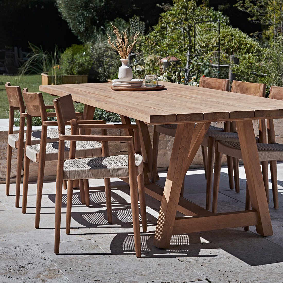 Freya Teakhouten Eetkamerstoel met Armleuning Naturel Set van 2 Raw Materials