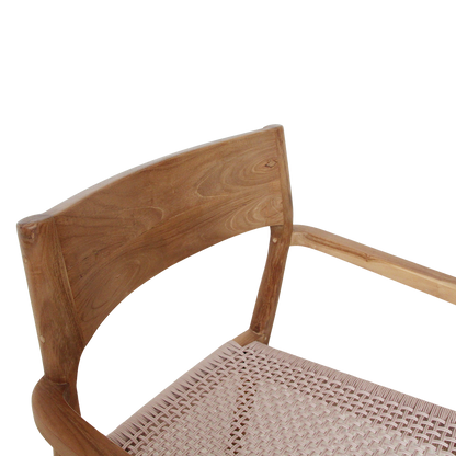 Freya Teakhouten Eetkamerstoel met Armleuning Naturel Set van 2 Raw Materials