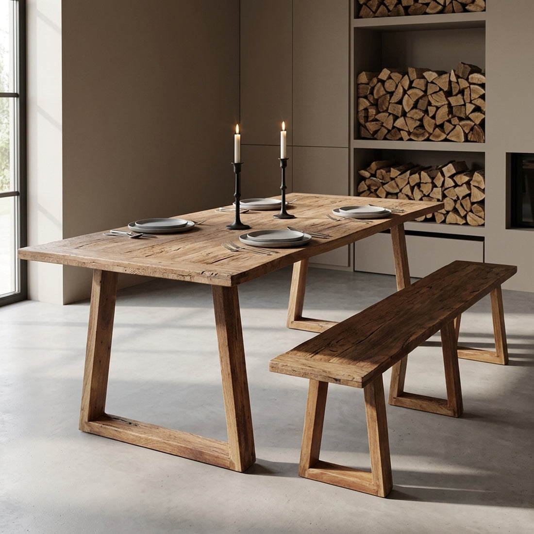 Teakhouten Eettafel Farmwood 240cm Raw Materials