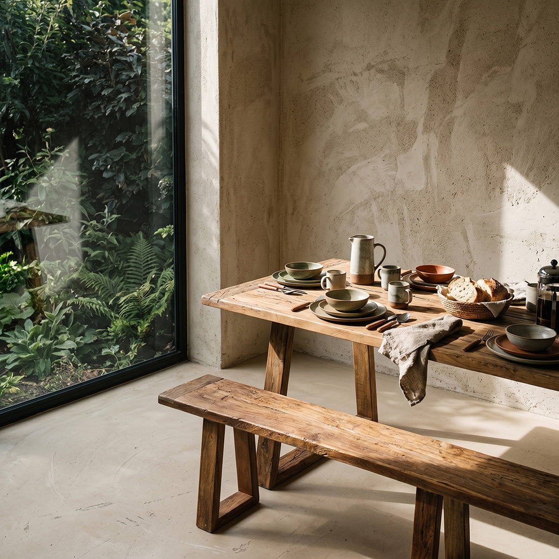 Teakhouten Eettafel Farmwood 240cm Raw Materials