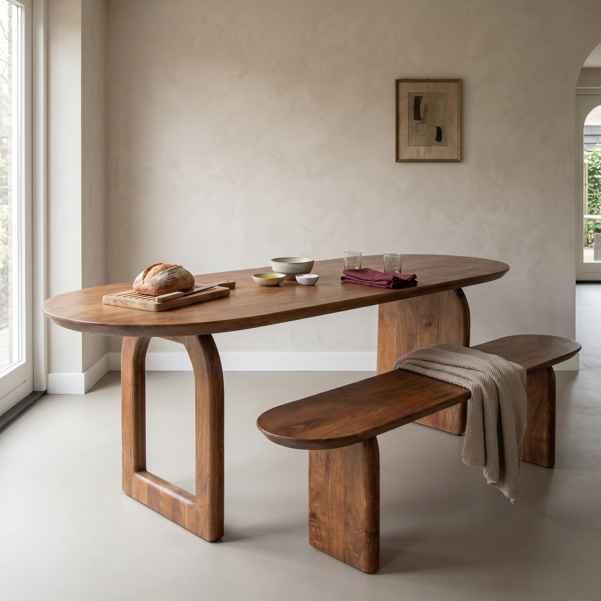 Bullnose Eettafel Mix Bruin 180cm Raw Materials