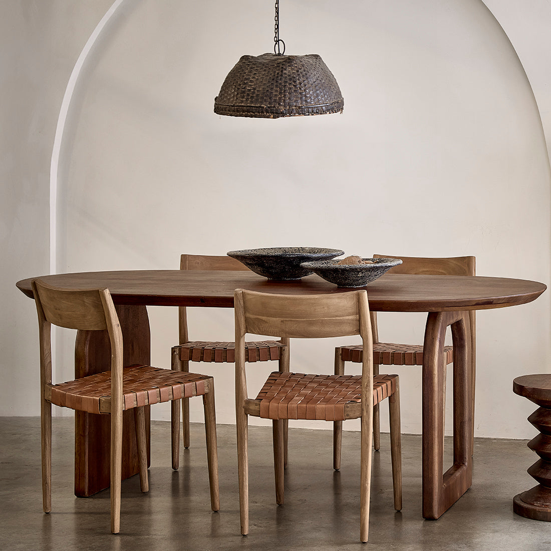 Bullnose Eettafel Mix Bruin 200cm Raw Materials