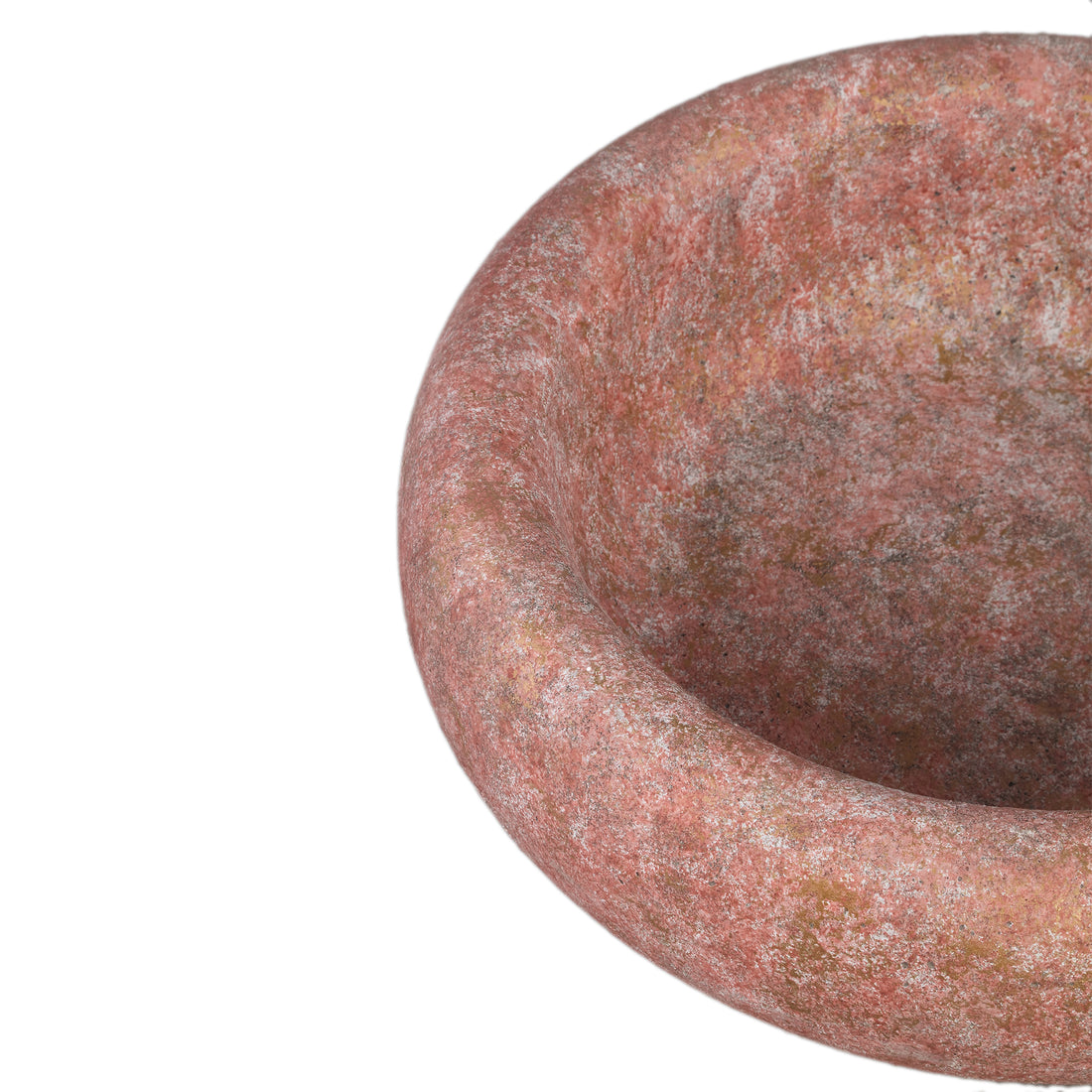 Aly Red Cement Round Bowl Big PTMD - Schaal - PTMD - livinglovely.nl