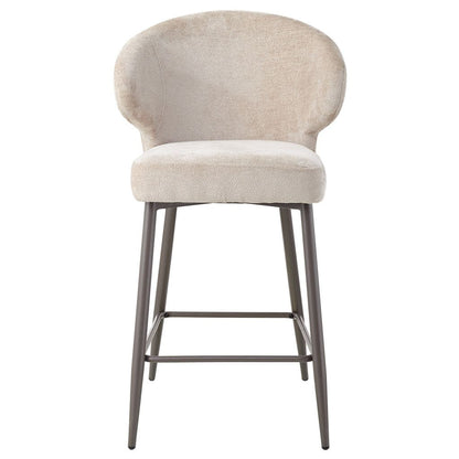 Ares Cream bar chair aphrodite 3 beige clay leg PTMD - Barkruk - PTMD - livinglovely.nl