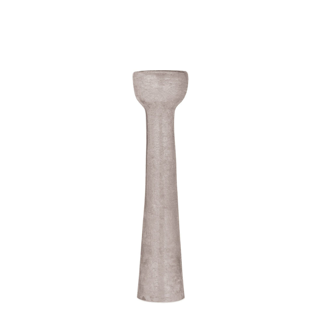 Arey Kandelaar Glas Donkergrijs Rond Hoog Medium van PTMD, vooraanzicht van de hoge ronde kandelaar op wit