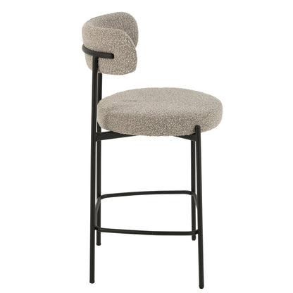 Barstoel Boucle Multiplex/Polyester Grijs/Zwart J-Line