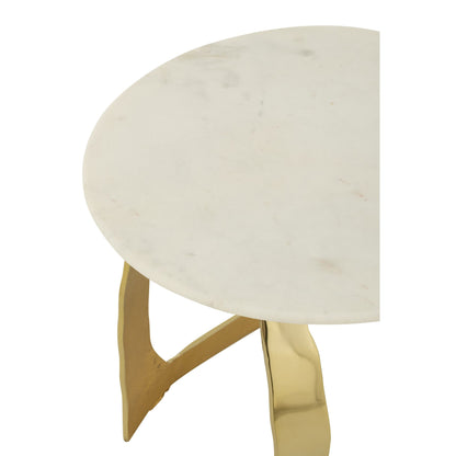 Bijzettafel Aluminium/Steen Goudkleurig/Wit Small J-Line