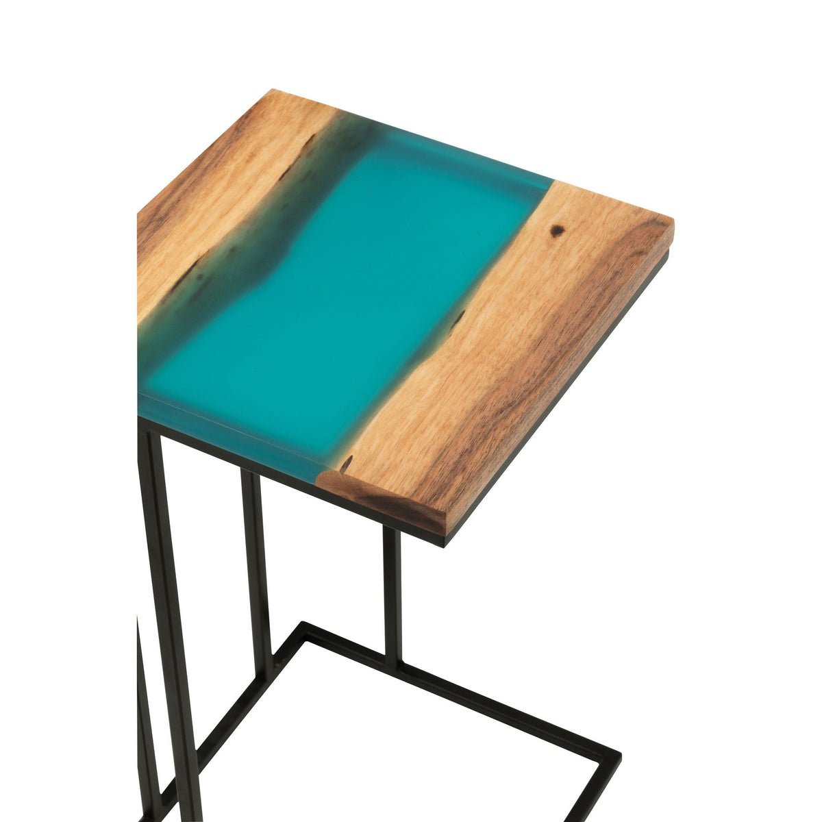 Bijzettafel Vierkant Acacia Hout/Epoxyhars Naturel/Blauw J-Line
