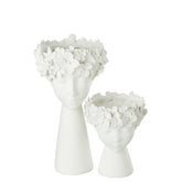 Bloempot Kop Resine Wit Large - Pot - J-Line - livinglovely.nl