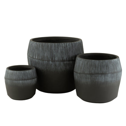 Bloempot Vezelklei Zwart Set van 3 J-Line