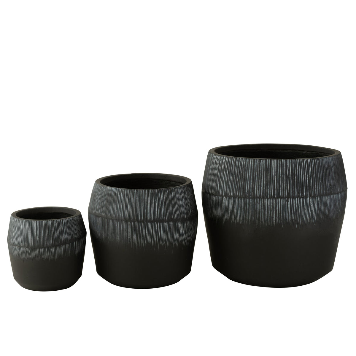 Bloempot Vezelklei Zwart Set van 3 J-Line