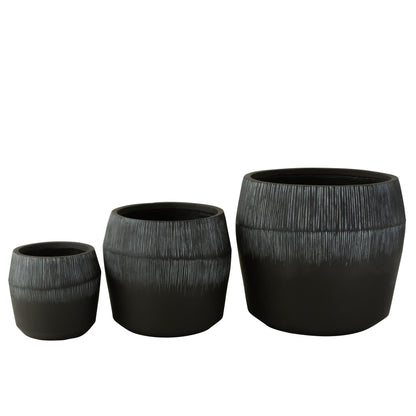 Bloempot Vezelklei Zwart Set van 3 J-Line